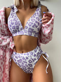 Women's Printed Lace-up Chest Cover High Waist Suit