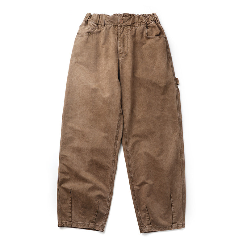 Pantaloni casual uomo e donna Valstrend, larghi, senza elastico, stile alla moda, tessuto leggero, indossati in modo rilassato