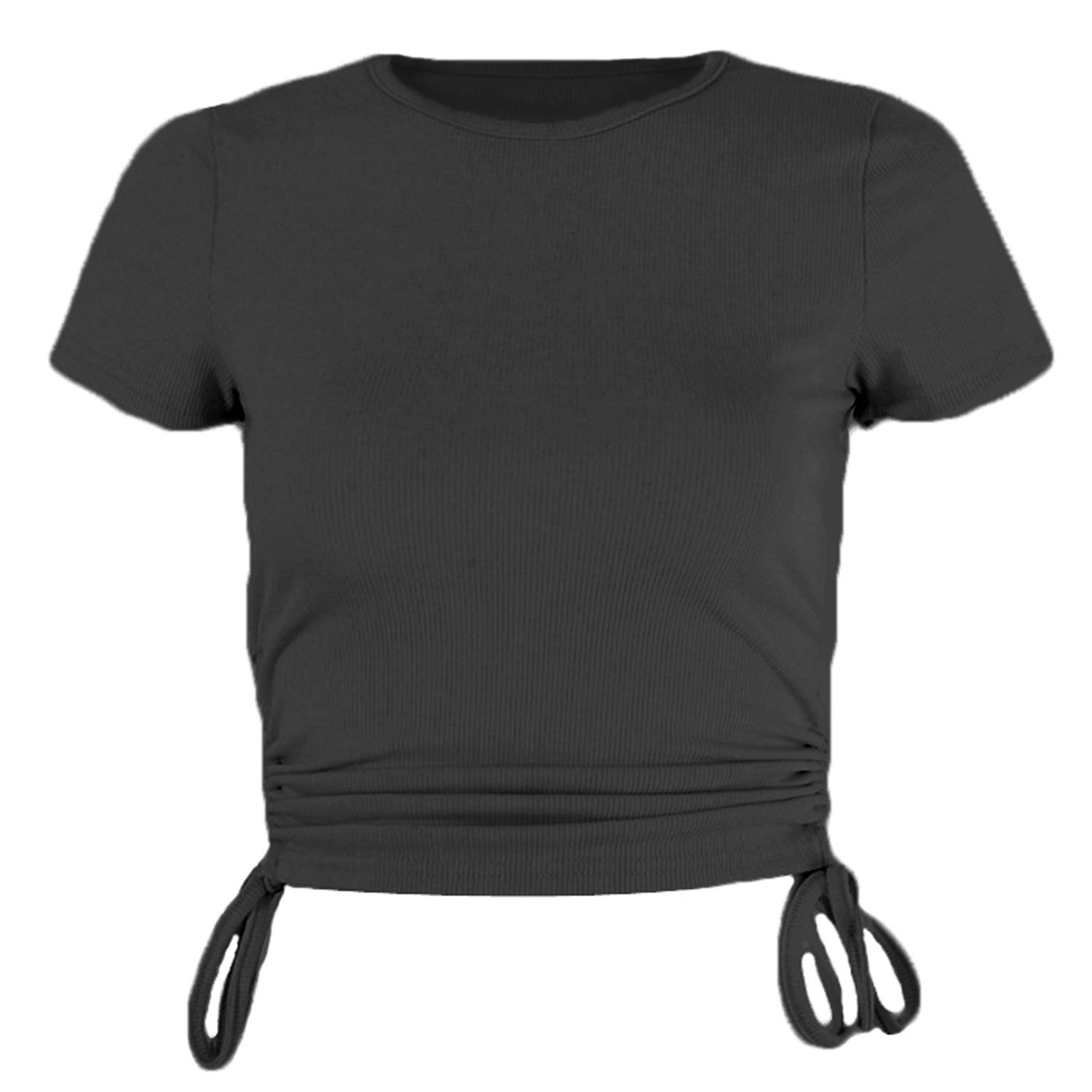 T-shirt donna con stampa a maniche corte e cordino, marchio Valstrend, tessuto leggero e stile casual.