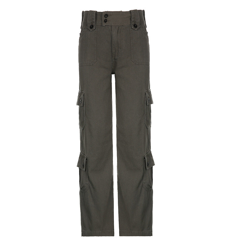 Pantaloni casual da strada dritti Valstrend, stile americano, look trendy e semplice, in tessuto leggero, in colore nero.
