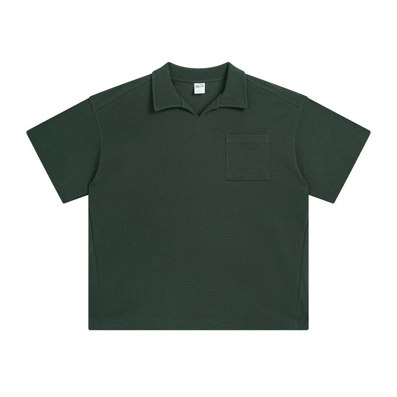 Maglietta casual americana a maniche corte con colletto, stile semplice e elegante, marca Valstrend shop.