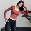 Tuta da yoga slim fit nude feel Valstrend, donna, con maniche lunghe e inserti imbottiti sul petto, tessuto elastico e confortevole