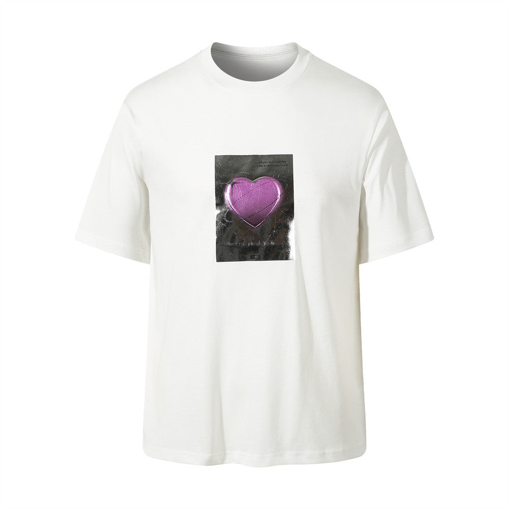 Creative High Street Heart Printing Short Sleeve