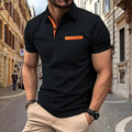 Maglietta polo sportiva da uomo Valstrend con motivo a quadri jacquard, tessuto morbido e stile casual elegante.