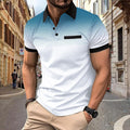 Maglia polo sportiva da uomo a maniche corte Valstrend, tessuto traspirante, stile sportivo, colore blu.