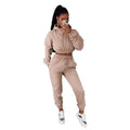Felpa donna con cappuccio in velluto imbottito e due pezzi, stile casual, marchio Valstrend, vista frontale con dettagli morbidi