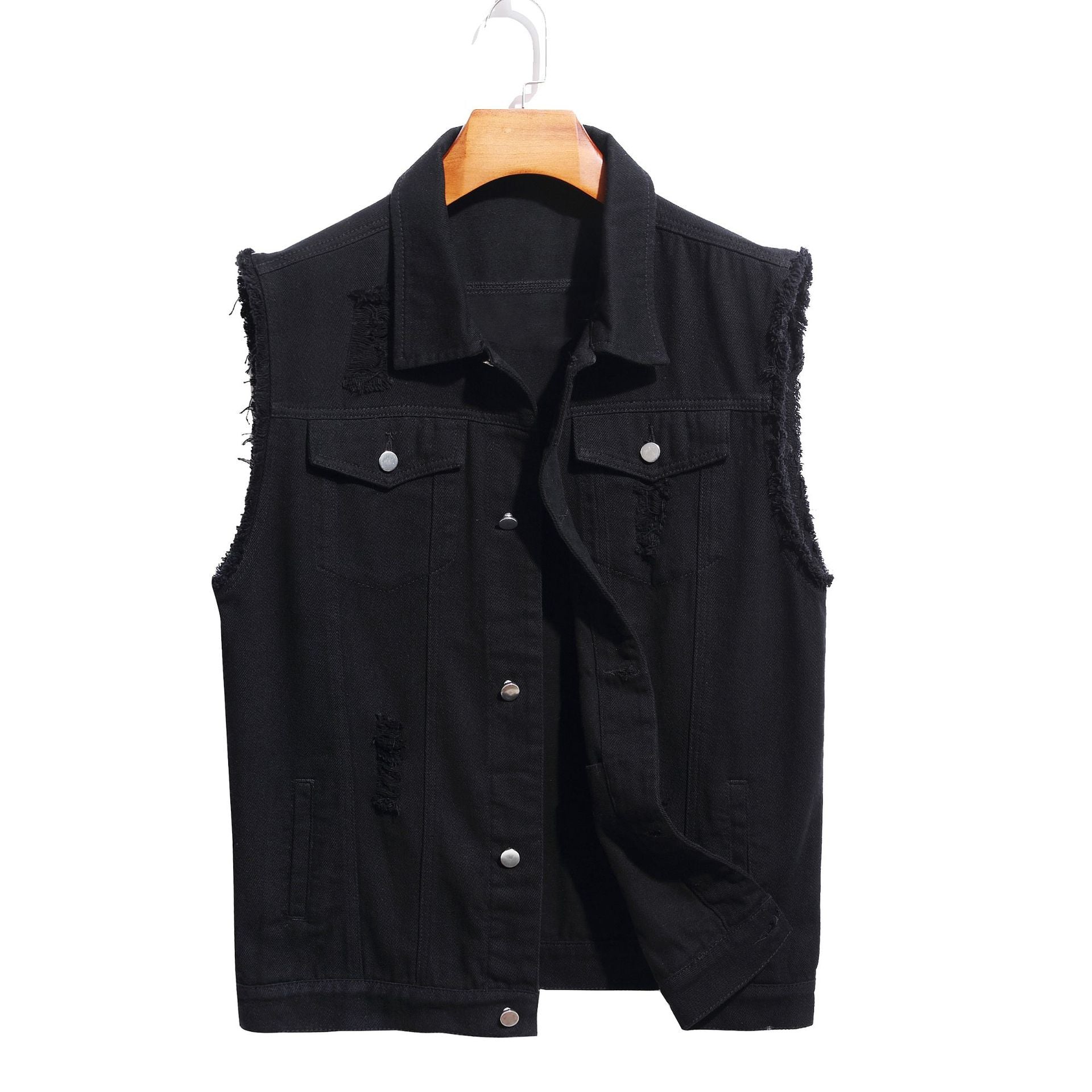 Giacca classica nera da moda Valstrend, senza maniche, stile elegante e moderno per look sofisticato e versatile.