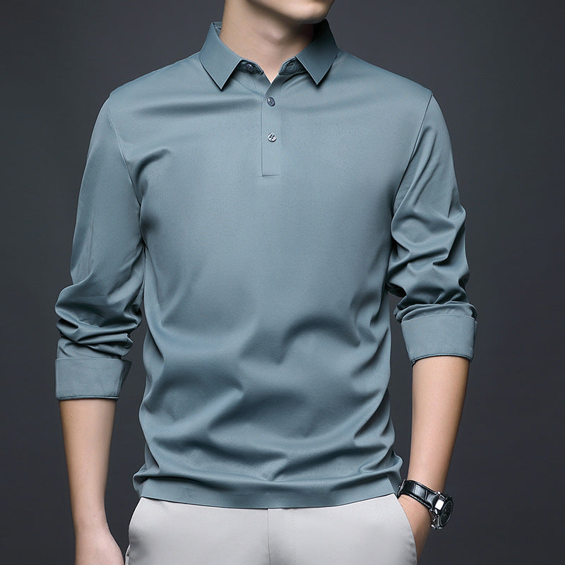 Camicia da uomo Valstrend Jinammonia senza cuciture, maniche lunghe con colletto elegante, tessuto di alta qualità.