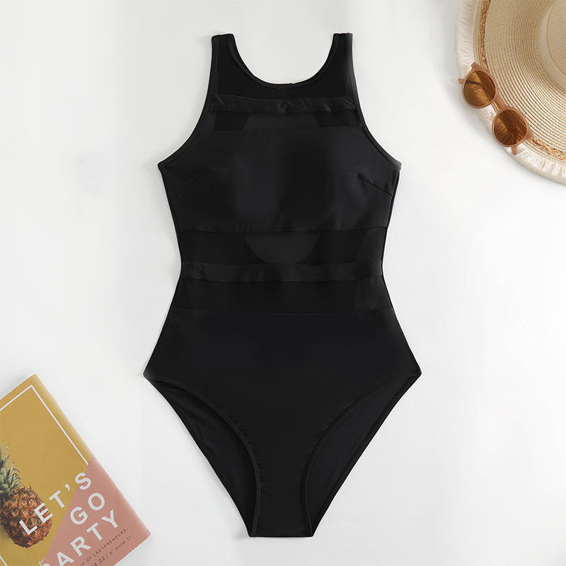 Costume da bagno intero da donna Valstrend con cuciture in mesh, design elegante e traspirante, ideale per nuotare e relax in spiaggia