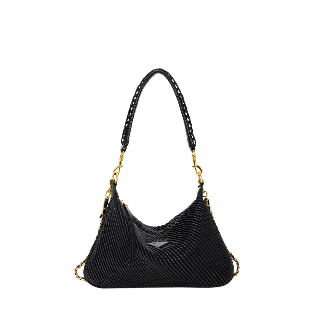 Borsa a tracolla un-shoulder in pelle creativa Valstrend, con design intrecciato e dettagli eleganti, vista frontale.