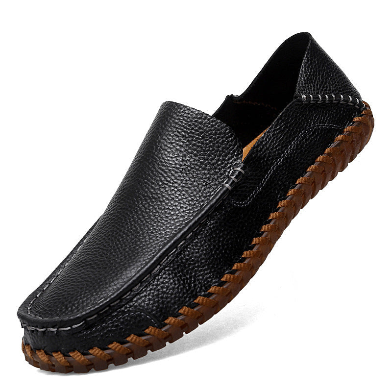 Scarpe casual Valstrend con tomaia in pelle, modello Lazy Top Layer, taglie comode e stile rilassato, vista frontale