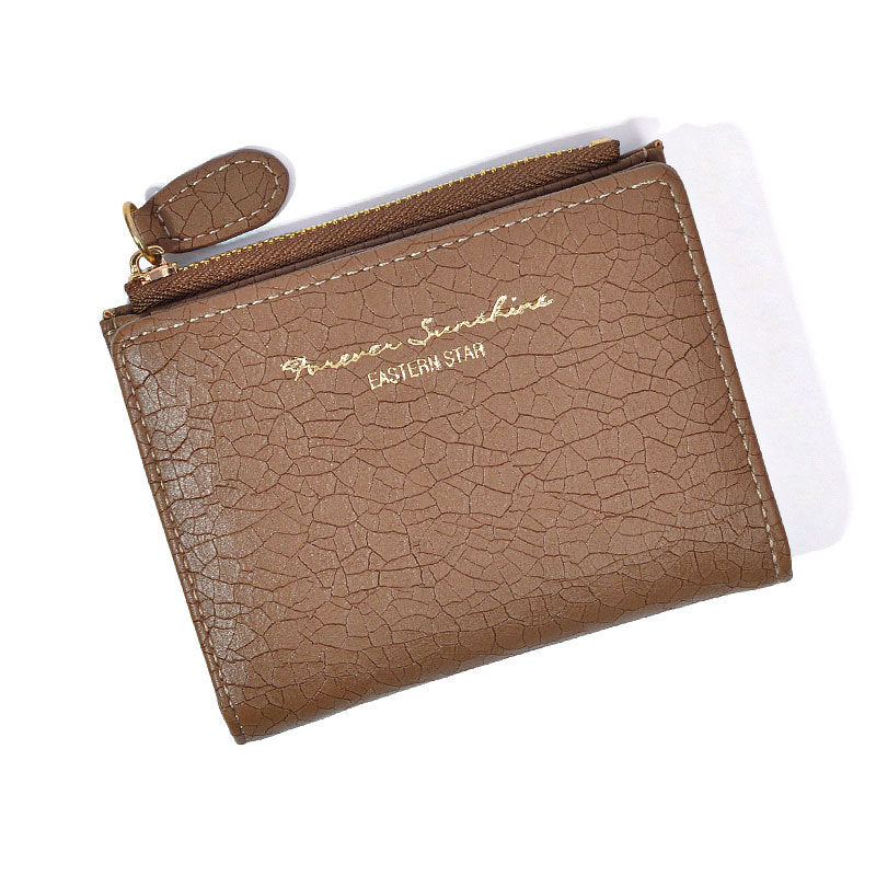 Portafoglio retrò pieghevole stile coreano da donna di Valstrend, con dettagli eleganti e design compatto.