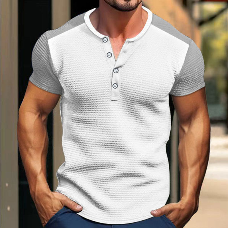 T-shirt da uomo Valstrend Retro Tough Guy a maniche corte in colori coordinati, stile robusto e casual.