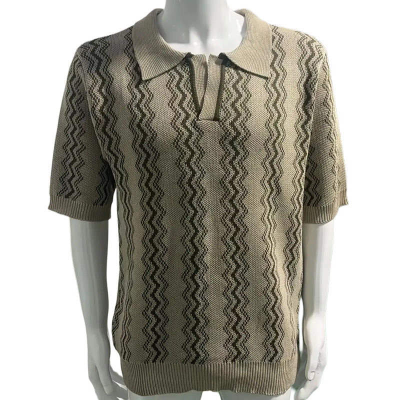 Maglione da uomo primavera estate Valstrend, tessuto a maglia leggero e traspirante, vista frontale in stile casual.
