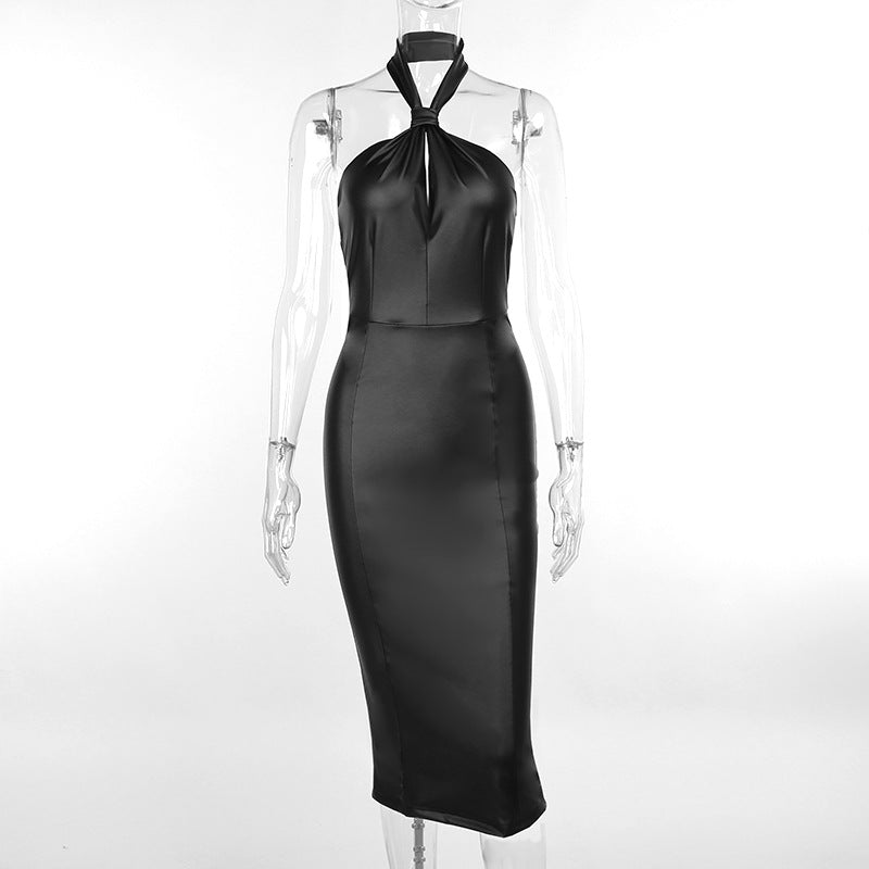 Vestito donna senza schiena Valstrend, abito a sirena slim-fit con scollo a halter, elegante e alla moda.