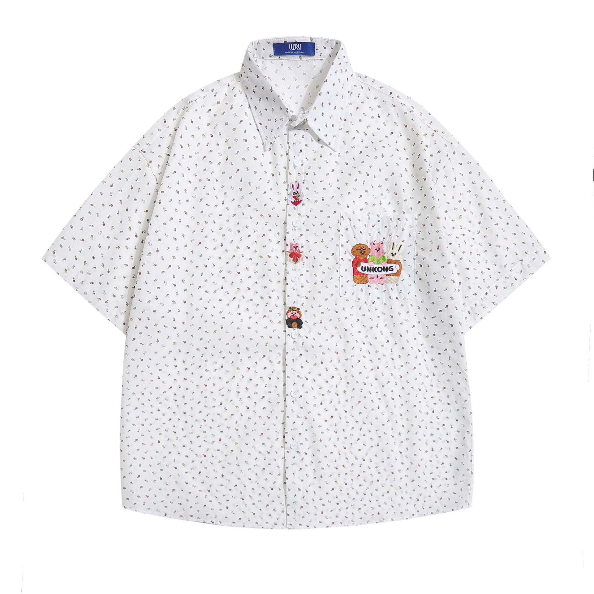 Camicia corta con stampa floreale per ragazzi Valstrend, stile americano, maniche corte e design colorato.