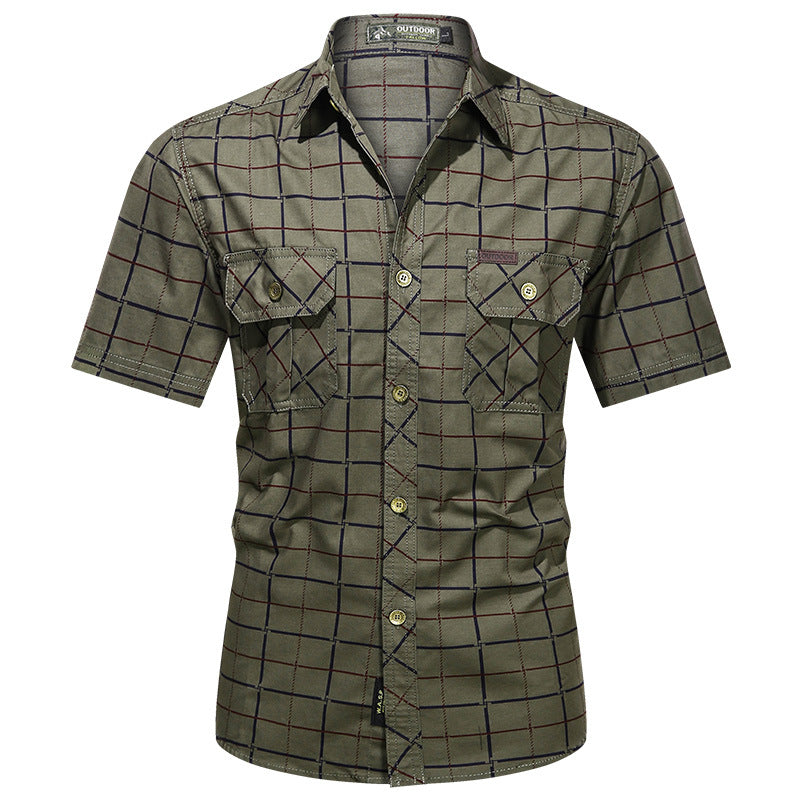 Camicia da uomo a maniche corte in tartan di Valstrend, stile casual con motivo scozzese e tessuto morbido.