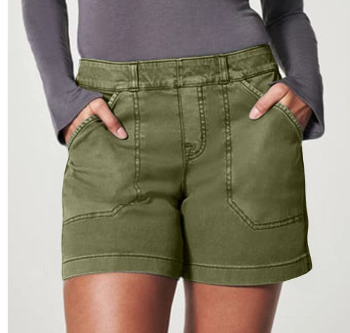Shorts donna casual in cotone e lino Valstrend, modello a-line, vestibilità ampia e comoda, tessuto leggero e traspirante