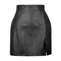 Gonna in pelle PU nera con spacchi laterali, gonna alla moda Valstrend, stile elegante e trendy per look sofisticati
