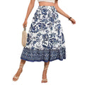 Gonna a-line in porcellana blu e bianca con stampa bohemien, gonna Valstrend in stile elegante e casual.