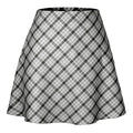 Gonna in stile moda donna, gonna a quadri con zip, marchio Valstrend, vista frontale con dettagli del tessuto e chiusura zip