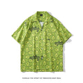 Camicia da uomo vintage con stampa floreale di olio, brand Valstrend, tessuto morbido e design elegante.
