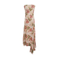 Vestito lungo da donna senza spalline con stampa floreale, linea elegante, marca Valstrend.