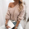 Maglione donna Valstrend con collo twist, maniche lunghe e dettagli a perline, morbido e elegante per l'inverno