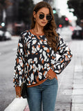 Women's Clothing Amazon Independent Station Popular Round Neck Drop Shoulder Lantern Sleeve Printed Sweater