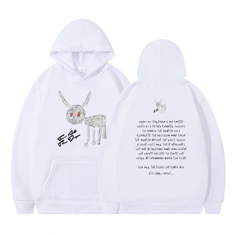 Felpa con cappuccio 2D stampa cartoon, morbida e comoda, brand Valstrend, design con testo in stile cartone animato.