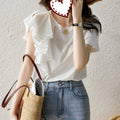 Top da donna Valstrend con volant irregolari e stile dolce, tessuto leggero e femminile, perfetto per look casual e romantici.