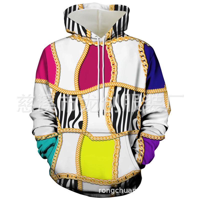 Maglione sportivo a maniche lunghe taglia comoda Valstrend, motivo a quadri, blocchi di colore e stampa 3D in tessuto morbido.