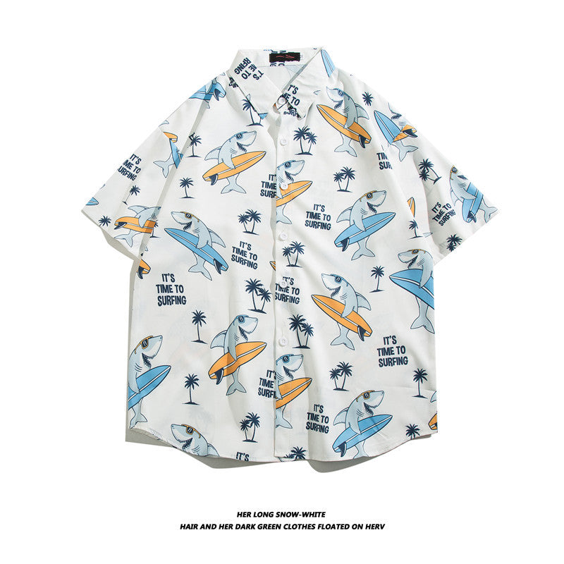 Camicia da uomo Hawaiian Ice Silk a maniche corte Valstrend, tessuto morbido e fresco con stampa tropicale.
