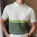 Maglietta polo da uomo Valstrend con cuciture a contrasto, stile business, tessuto in cotone, vista frontale con colletto e bottoni