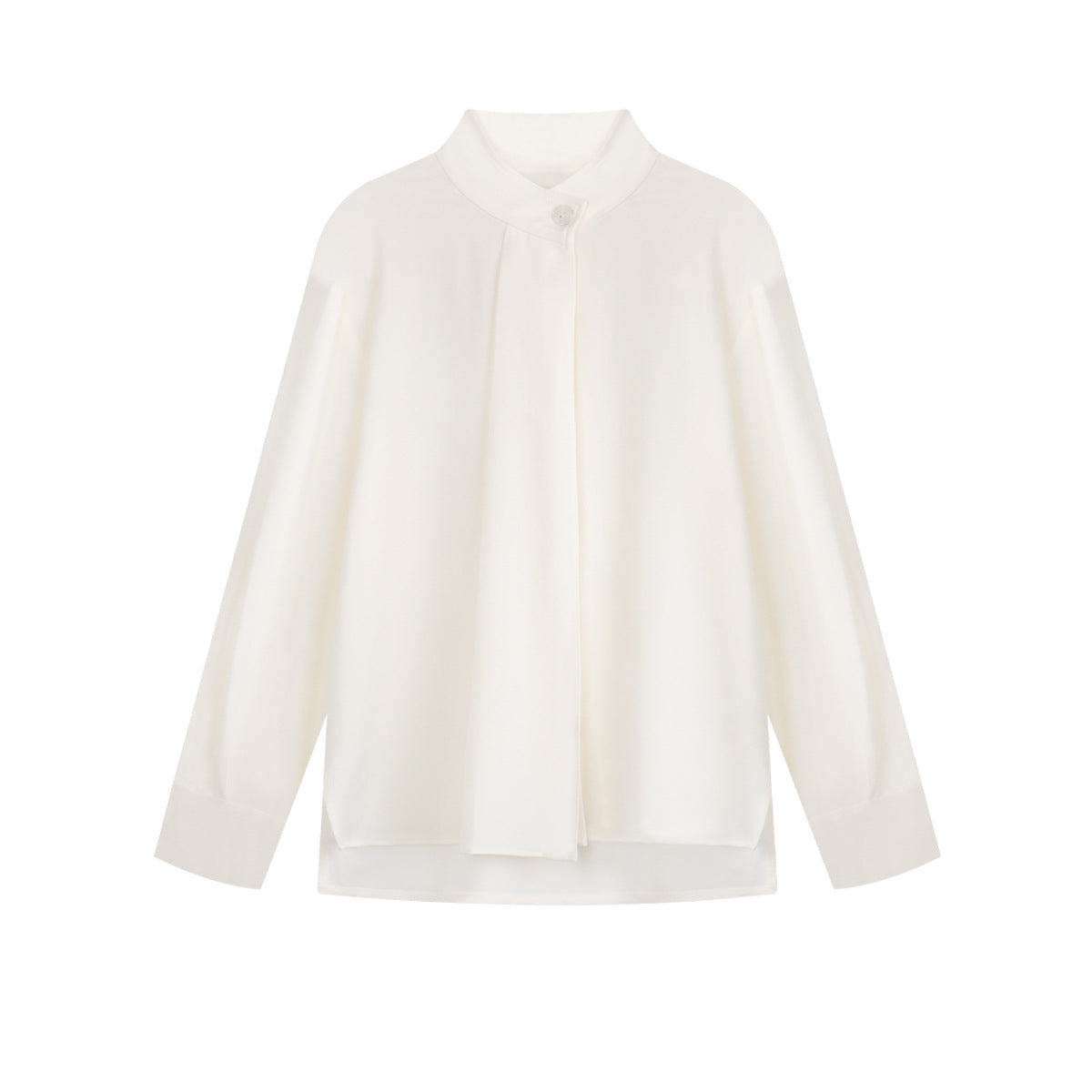 Camicia minimalista da donna Valstrend con taglio irregolare e spacchi, tessuto morbido e stile elegante.