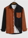Camicia da uomo in velluto a coste con cuciture lunghe maniche Valstrend, tessuto morbido e stile casual.