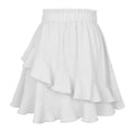 Gonna a vita alta con volant per donna, gonna Valstrend shop, tessuto leggero e dettagli femminili, vista frontale