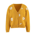 Maglione donna Valstrend, cardigan a maglia singolo con ricami, stile coat e cappuccio, tessuto caldo e morbido.