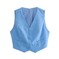 Completo di gilet e gonna donna blu cielo Valstrend, abbigliamento elegante in tessuto leggero e moderno.