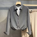 Camicia da uomo a maniche lunghe con righe leggere, stile elegante e moderno, marca Valstrend shop.