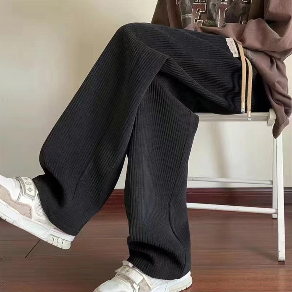 Pantaloni casual da uomo Valstrend, primavera e autunno, taglie grandi, vestibilità ampia e dritta, stile comodo e casual