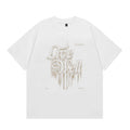 Gothic Letter Stand Collar Printed Short Sleeve
