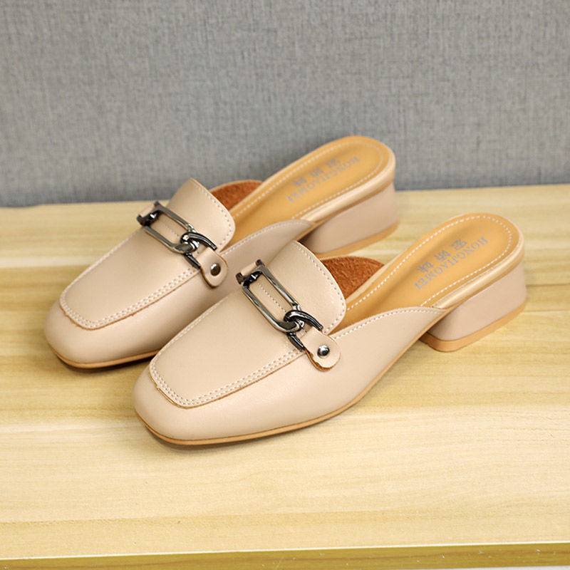 Décolleté mules Valstrend con punta quadrata e tacco chunky, scarpe femminili comode e eleganti in stile slippers.