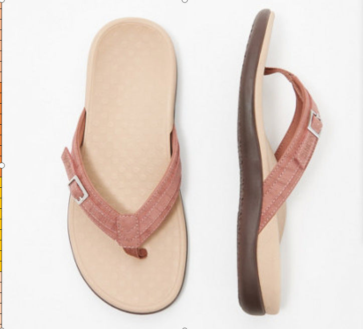 Infradito casual da donna Valstrend, flat bottom, suola in PU metal, ideali per casa, mostra la tomaia e la suola delle ciabatte