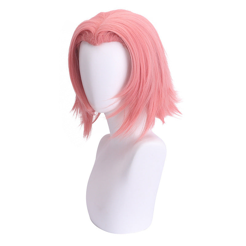 Perdita di capelli grigio-rosa Valstrend COS parrucca Sakura con capelli lisci e morbidi, vista frontale.