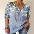 Top donna Valstrend, maglietta larga con stampa floreale e scollo a V, abbigliamento di moda femminile.
