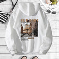 Maglione donna in pile con cappuccio autunno e inverno, stampa Valstrend, morbido e caldo, ideale per le stagioni fredde.
