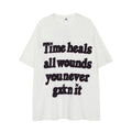 Large-Area Letter Flocking Embroidered Loose Short Sleeve