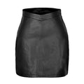 Gonna in pelle PU donna Valstrend con vita a V e gonna esposta all'ombelico, stile alla moda e femminile.