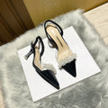 Scarpe da sera Valstrend con tacco a stiletto, punta appuntita e dettagli in strass estivi, stile elegante e raffinato.